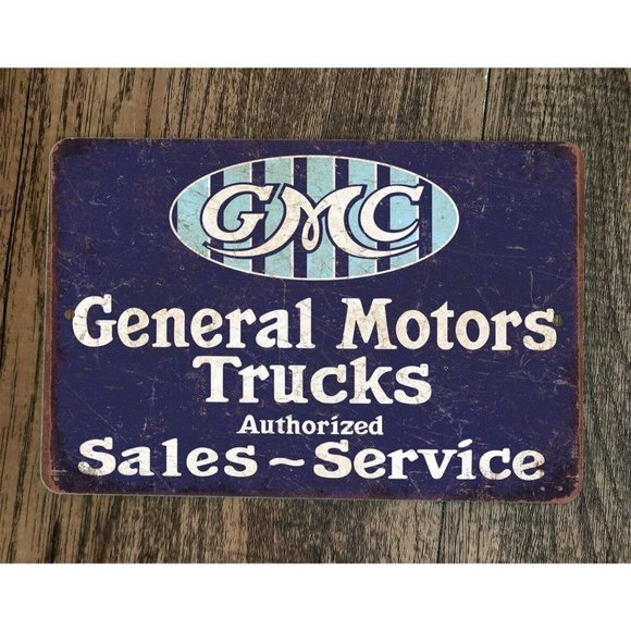 GMC General Motor Trucks Sales Service 8x12 Metal Wall Garage Sign Poster - Picture 1 of 1